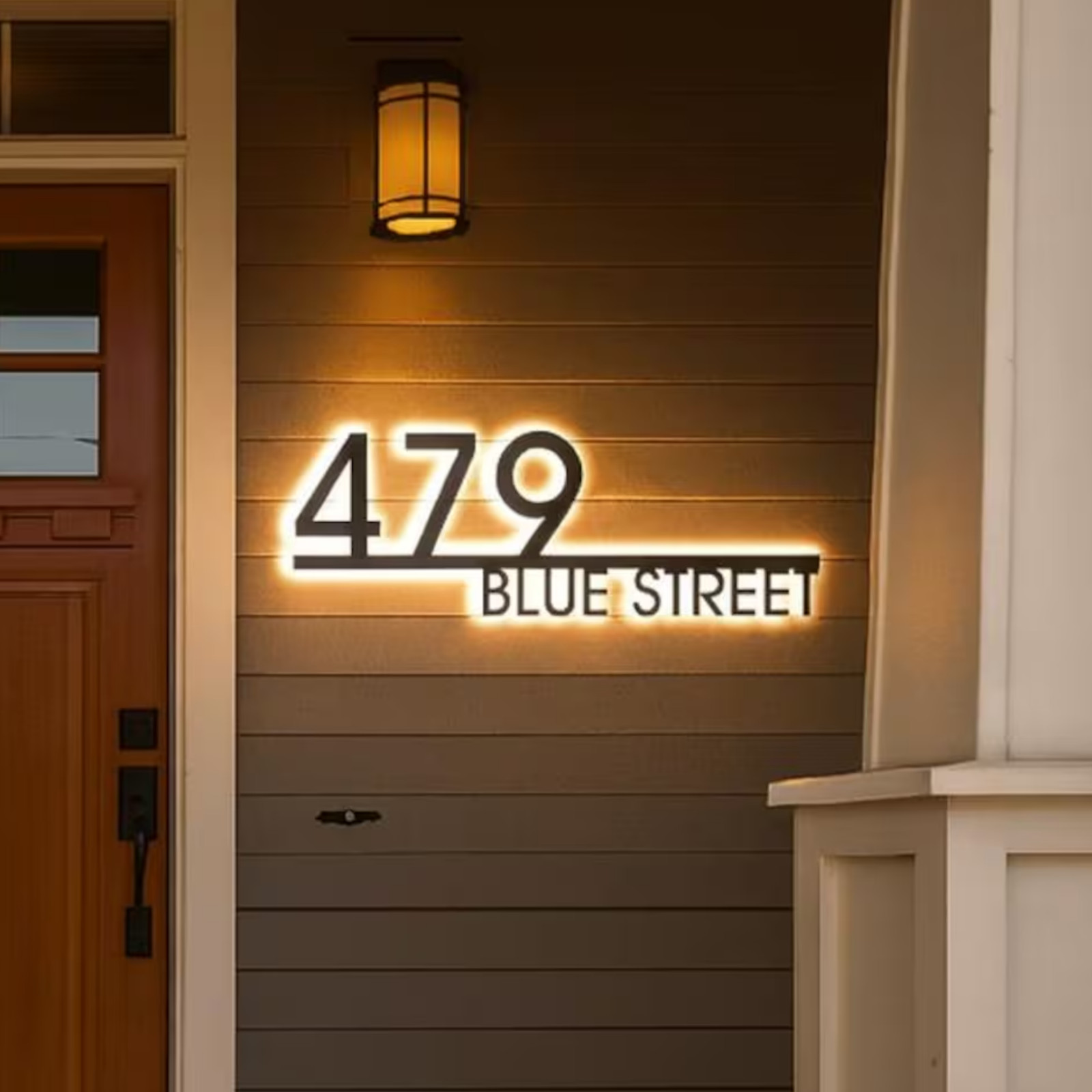 Personalized Solar LED Address Sign, Custom House Number Plaque for Yard