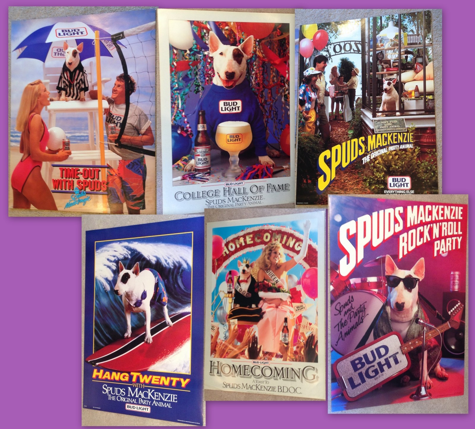 Spuds MacKenzie The Original Party Animal Budweiser Posters New Vintage 80’s