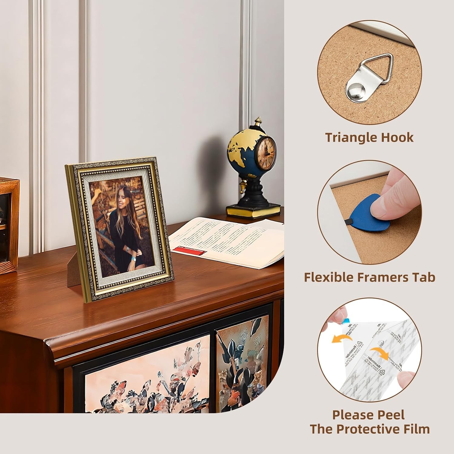 4×6 Picture Frame Gold, 1 Pack Vintage Picture Frames for Wall or Tabletop Di…