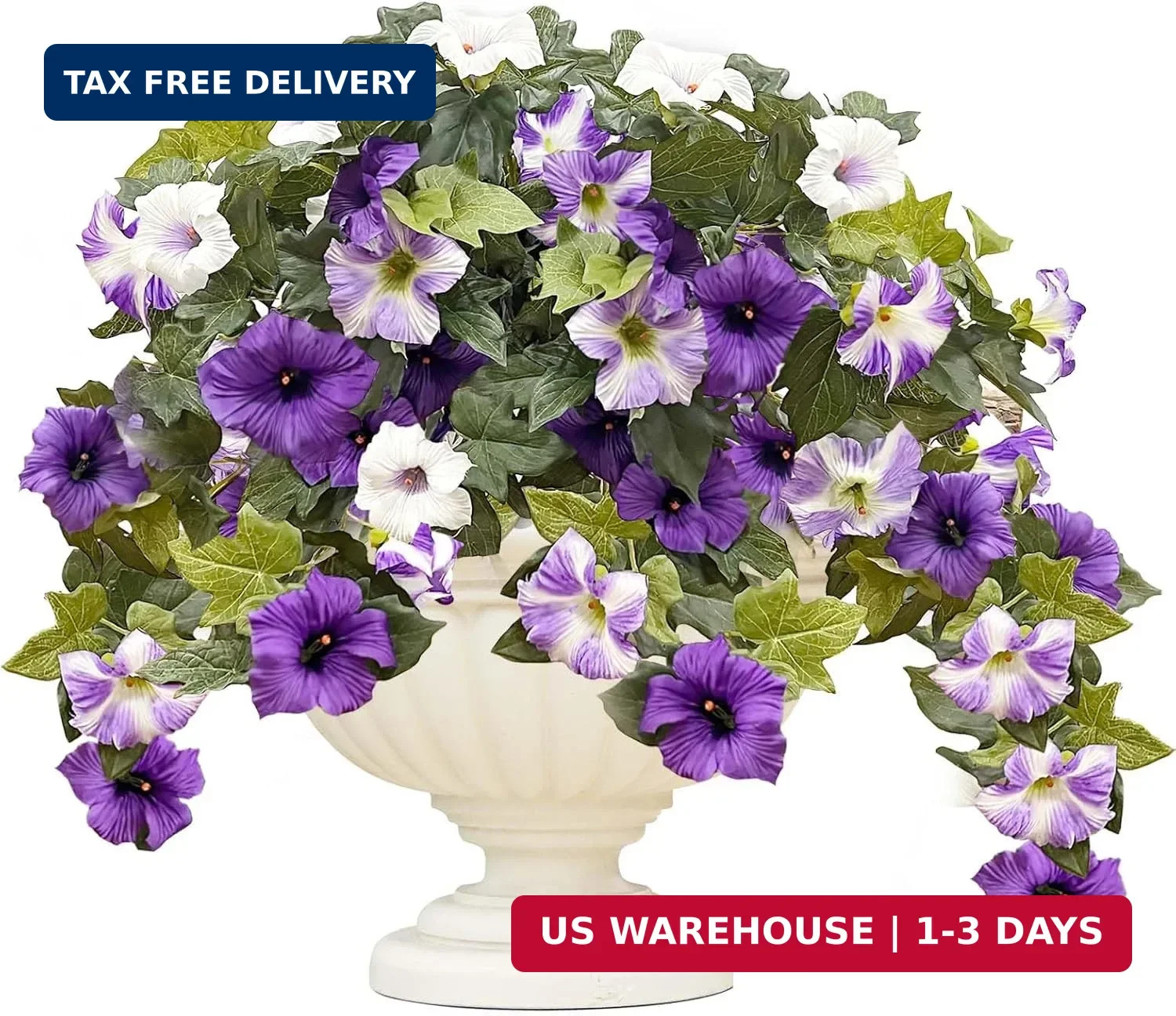 Vibrant 2-Pack Artificial Petunias with 24 Heads for Balcony and Garden Elegance