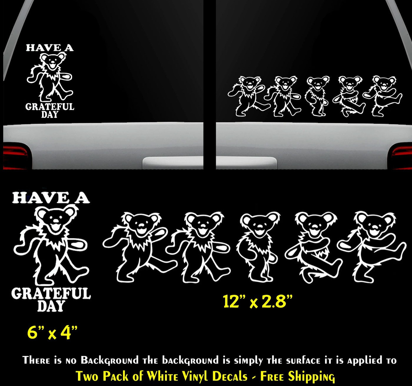Grateful Dead Dancing Bears 12&Prime; Vinyl Decal Vehicles Windows Door Bumper Laptop