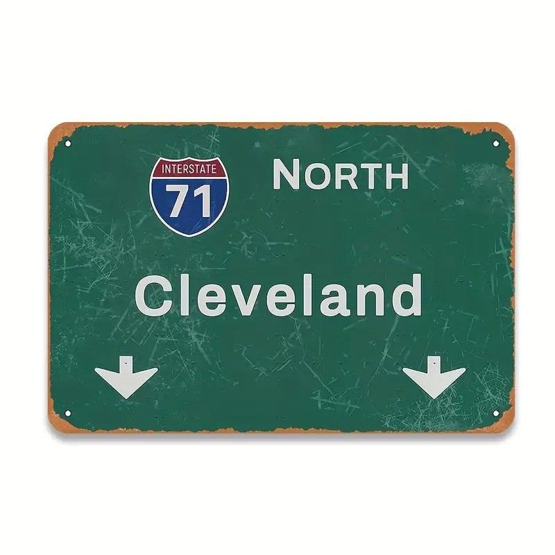 Cleveland Metal Sign Vintage Interstate Aluminum Sign 8×12 Funny Decor