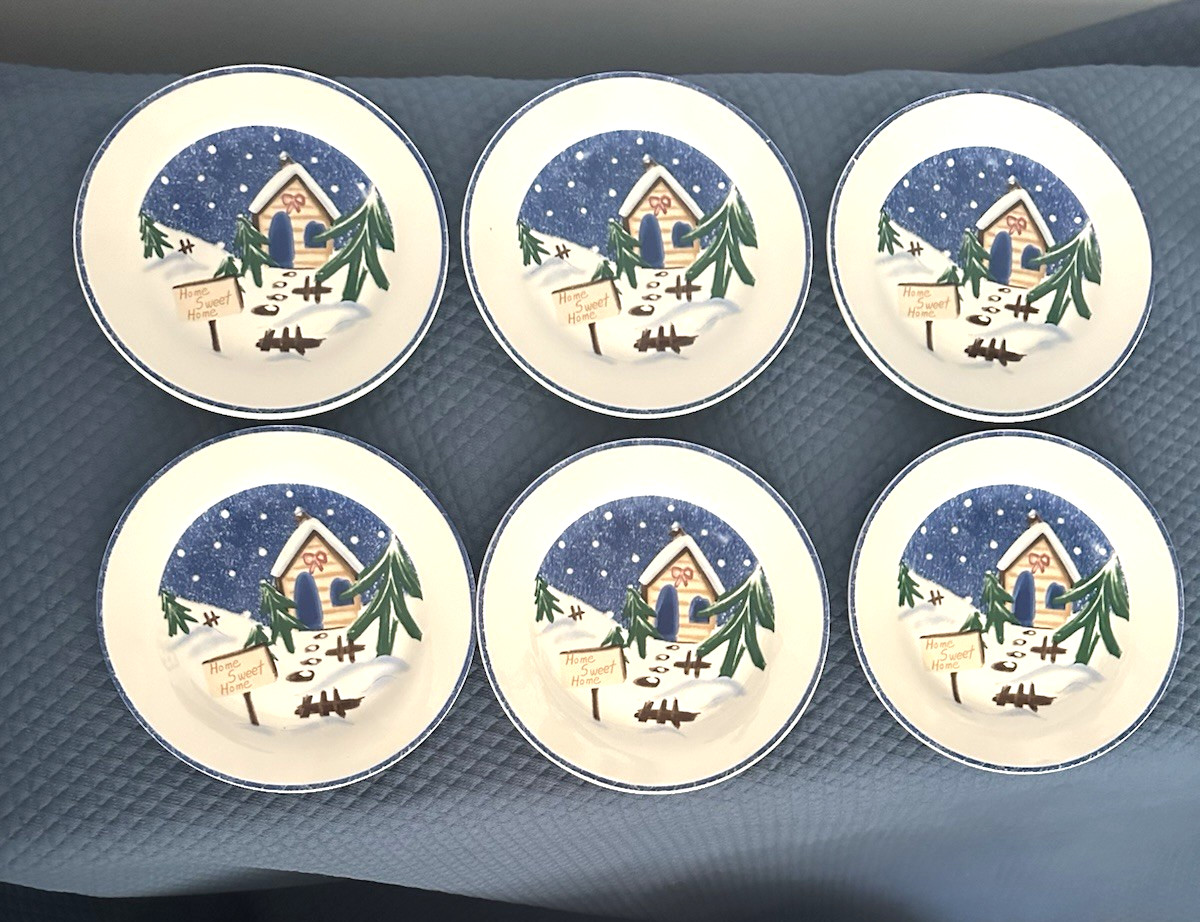 Today&rsquo;s Living Home Sweet Home Winter 8&Prime; Salad/ Dessert Plate SET of 6
