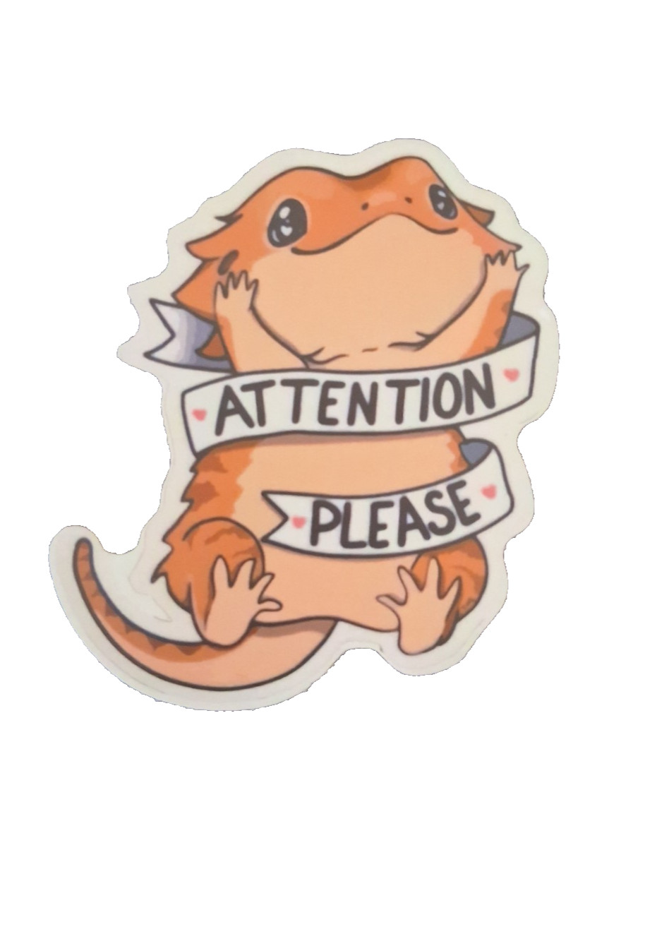 Bearded Dragon Reptile Sticker Decal 2.5&Prime; – &lsquo;Attention Please&rsquo;