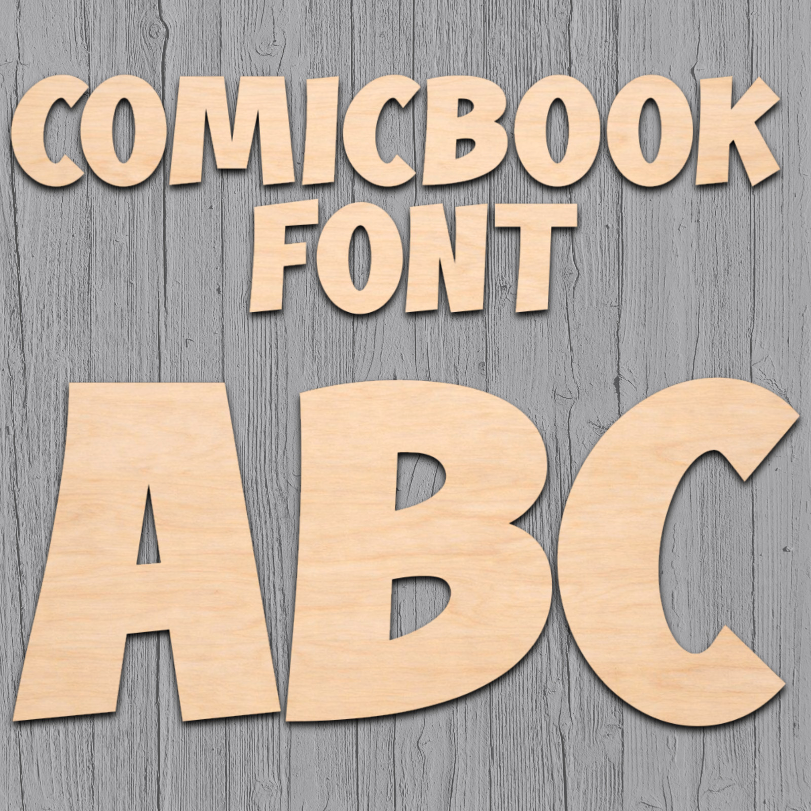 Comic Book Wood Letters Numbers Cutout Unfinished Laser Cut 3mm Craft Thru 14&Prime;
