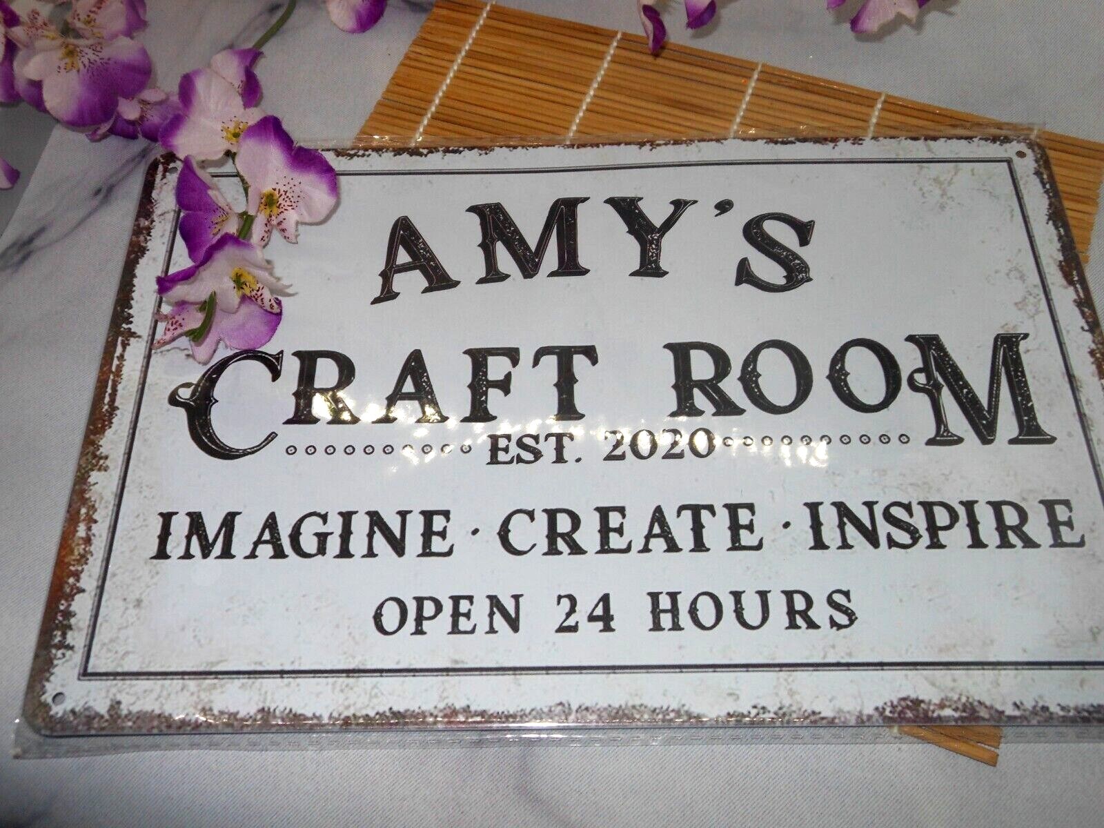 AMY&rsquo;S CRAFT ROOM ~METAL WALL SIGN ~ 8 X 11.5 New NO OTHER NAMES AMY ONLY