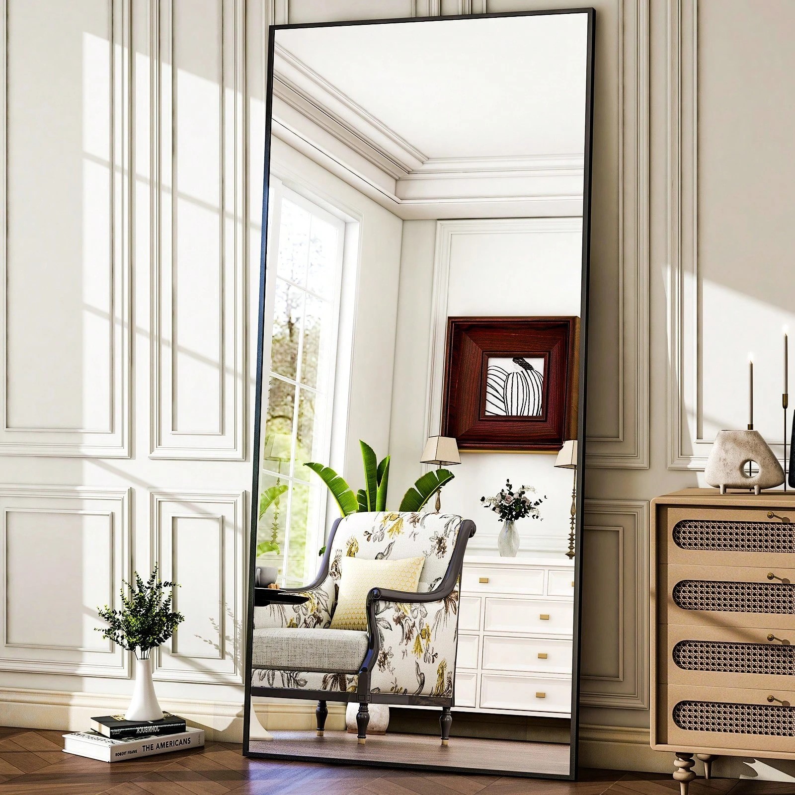 71&Prime;x26&Prime; Full Length Mirror with Stand Black Floor Mirror