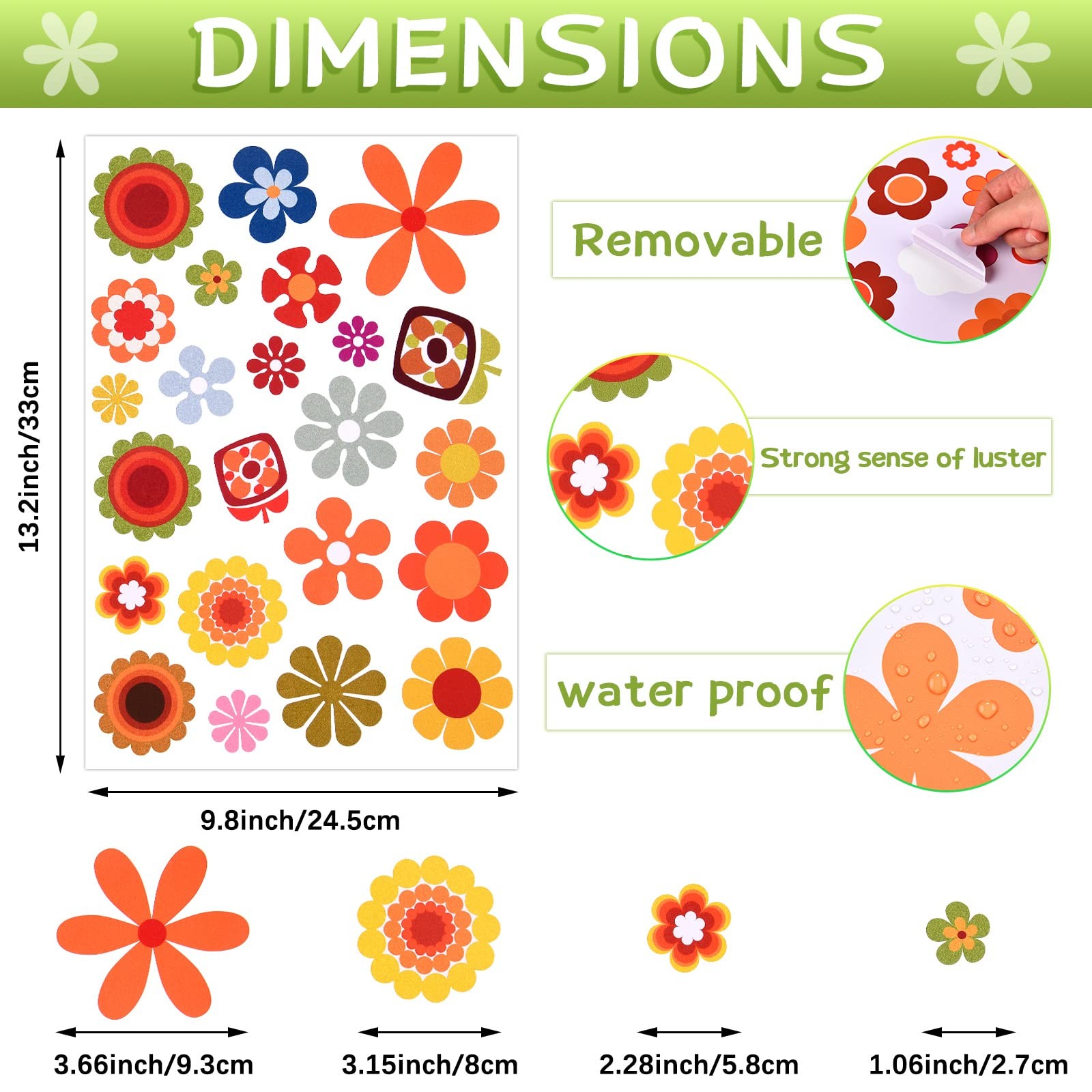 Daisy Stickers 135 Pcs Flower Car Decals 60&rsquo;s Hippie Stickers Daisy Vinyl Ret…