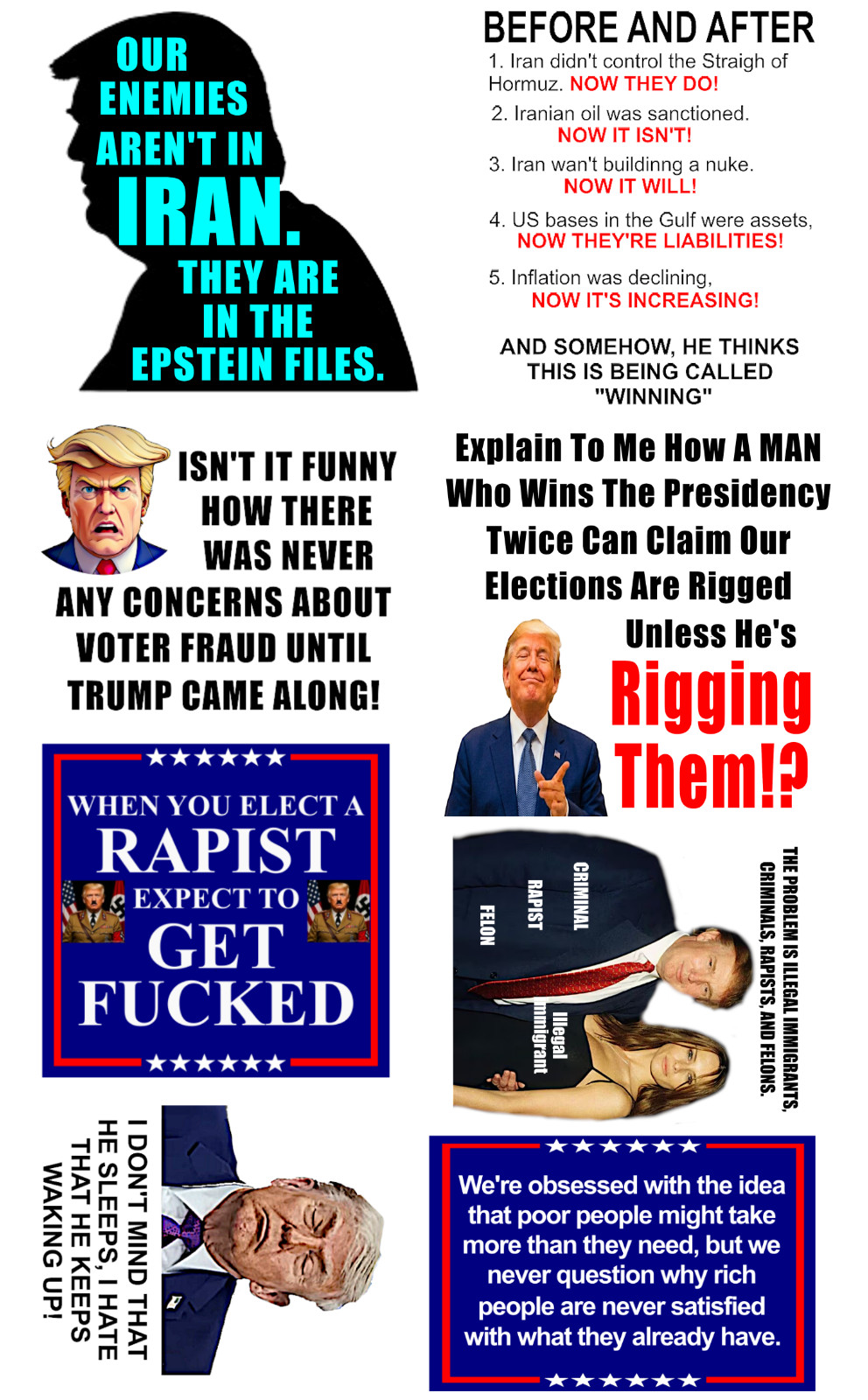 Anti-Trump, 8pc Vinyl Sticker Set, High Quality, Durable, 1.5&Prime;W x +/-1.7&Prime;H