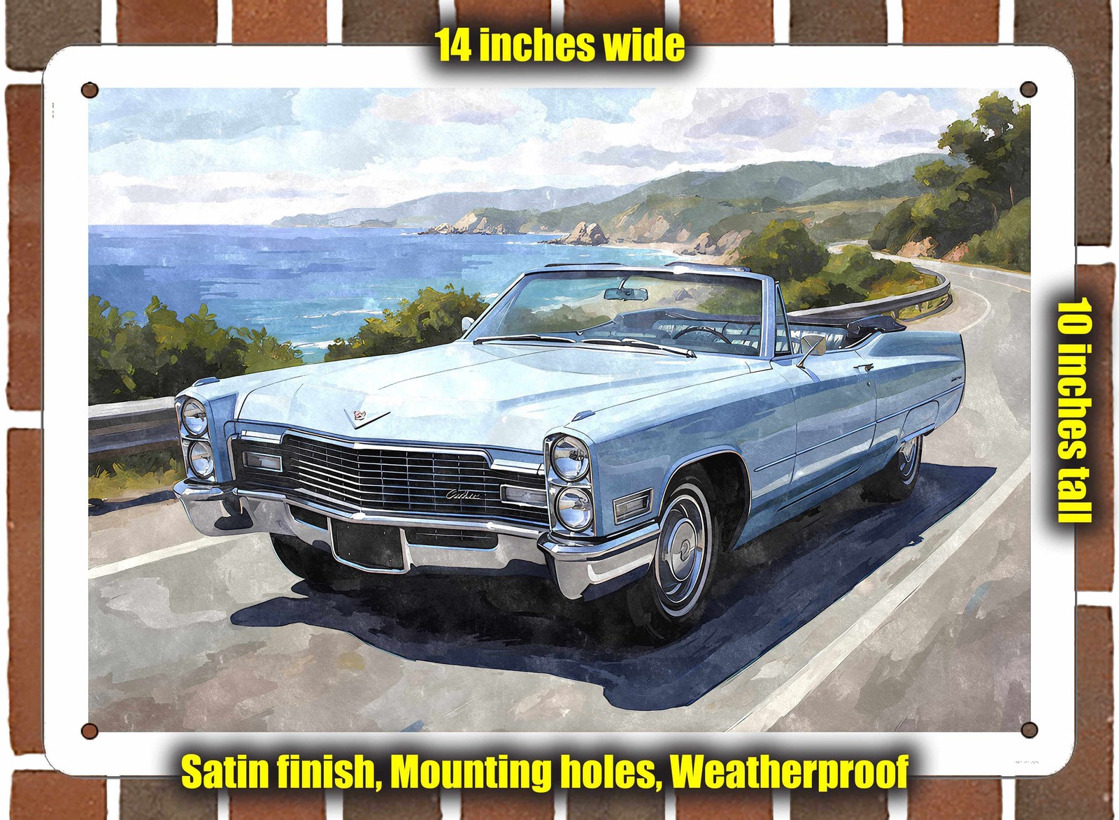 Metal Sign – 1968 Cadillac Deville 1 Watercolor – 14×10