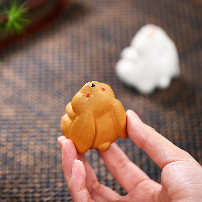 Lovely Rabbit Statue Yixing Zisha Duan Clay Tea Pet Creative Ornament Tea Play