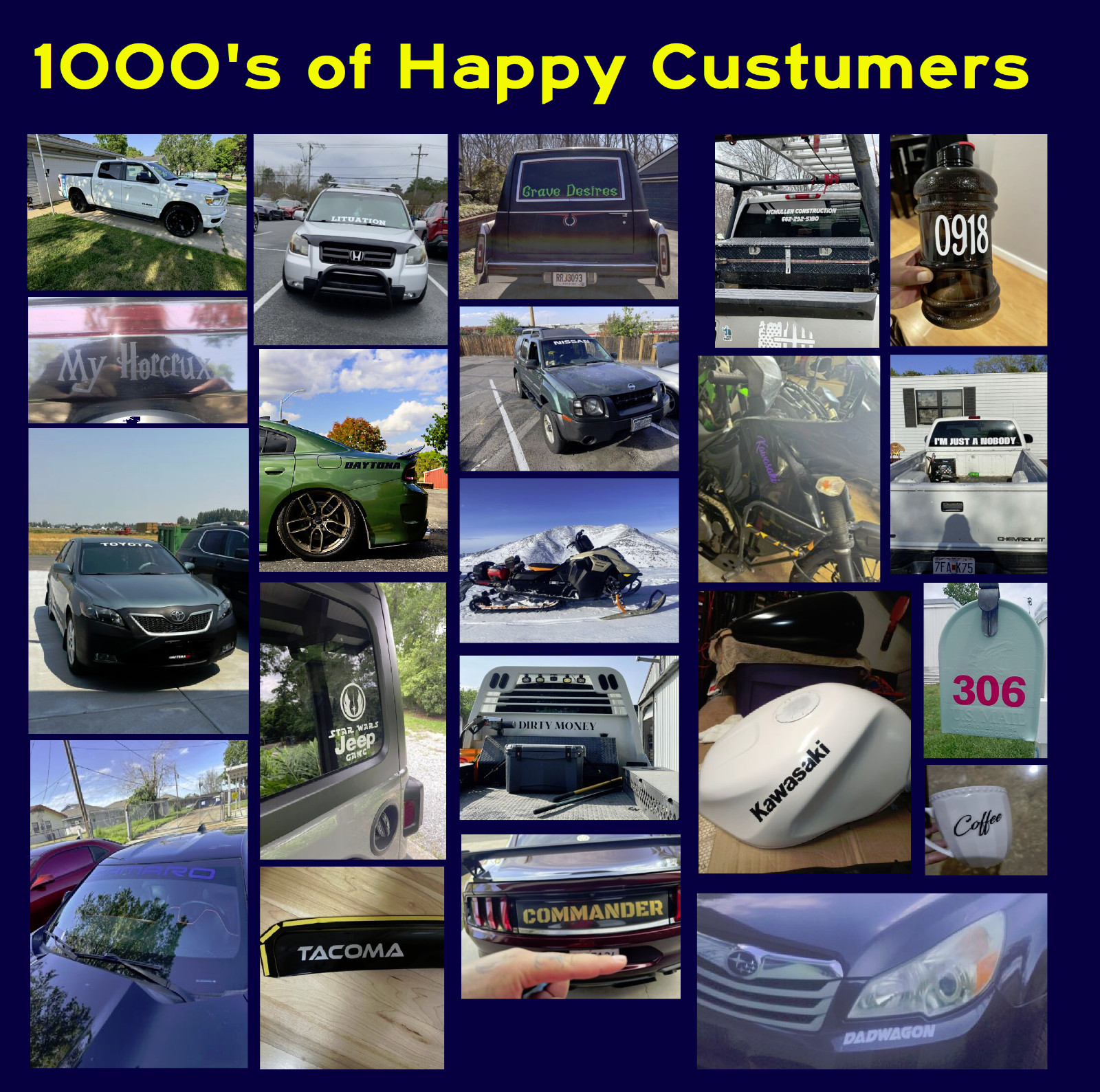 Custom Made WINDSHIELD Decal Sticker Vinyl For Car, Truck, RV ANY TEXT (12