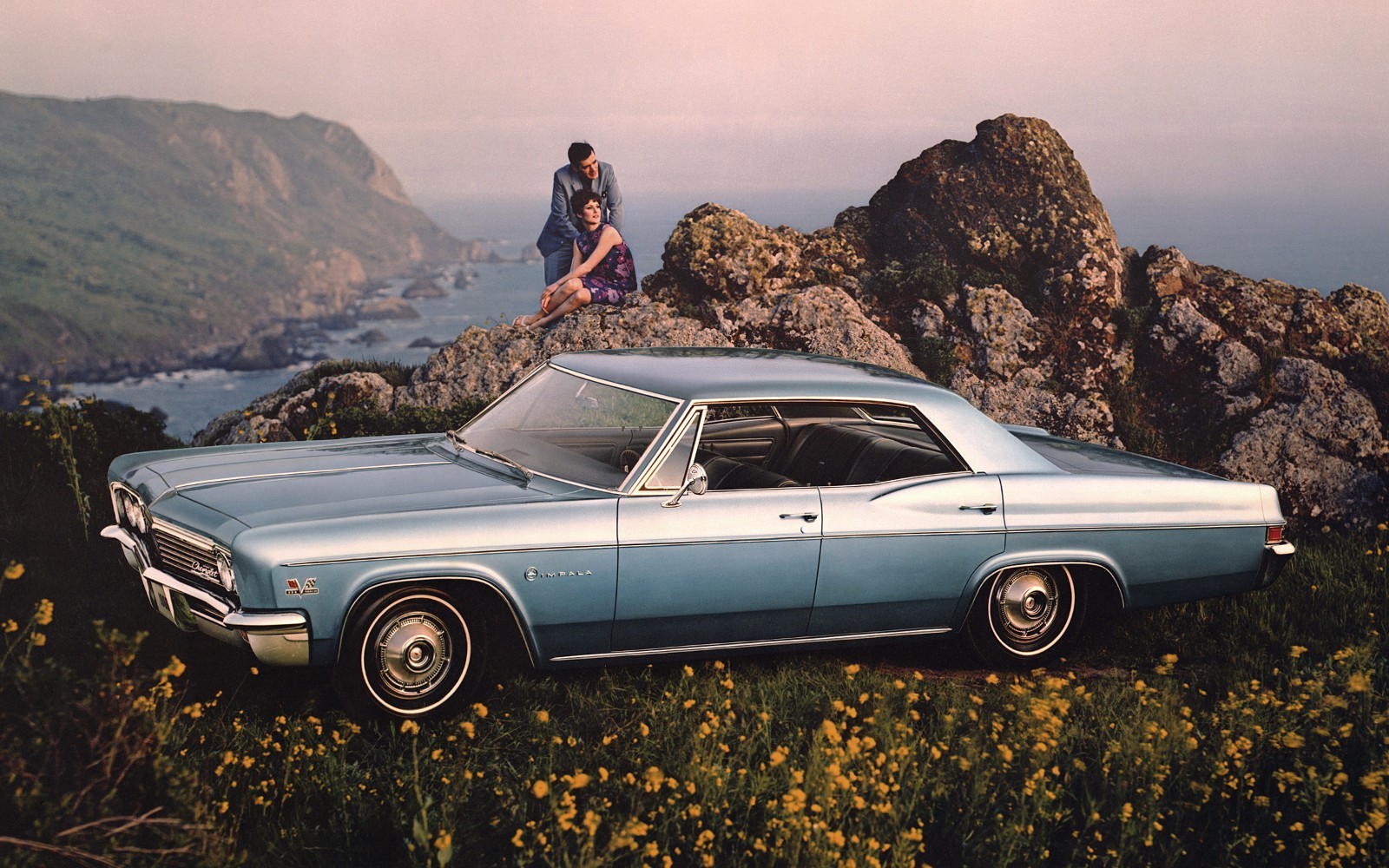 1966 Chevrolet Impala ad ocean | 24 x 36 INCH POSTER | sports car