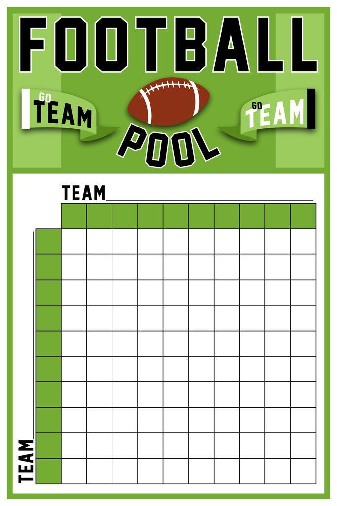 Football Squares Board 100 Party Decoration Sport Pool Art Print Poster 16×24
