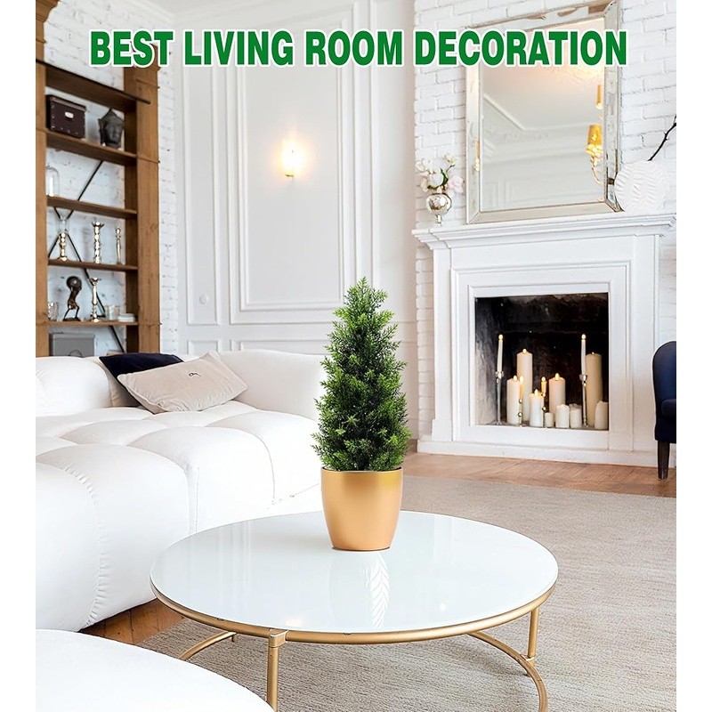 Set of 2 Realistic Cedar Trees Indoor Decoration Bendable Branches Easy Care New