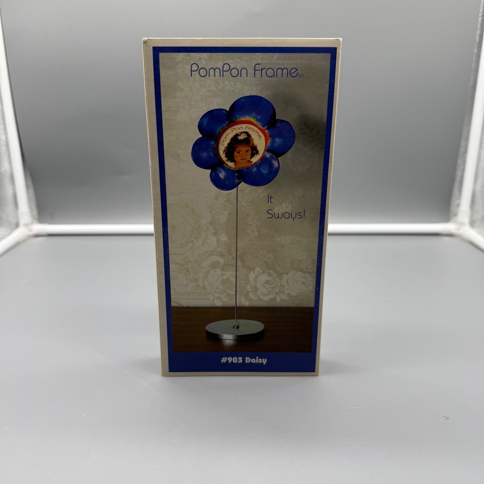 Y2K PomPon Frame Daisy Photo Holder Swaying Flower Picture Frame NOS Vtg #903