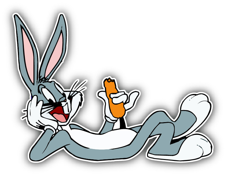 Bugs Bunny Carrot Cartoon Car Bumper Sticker Decal 5 » x 4 »