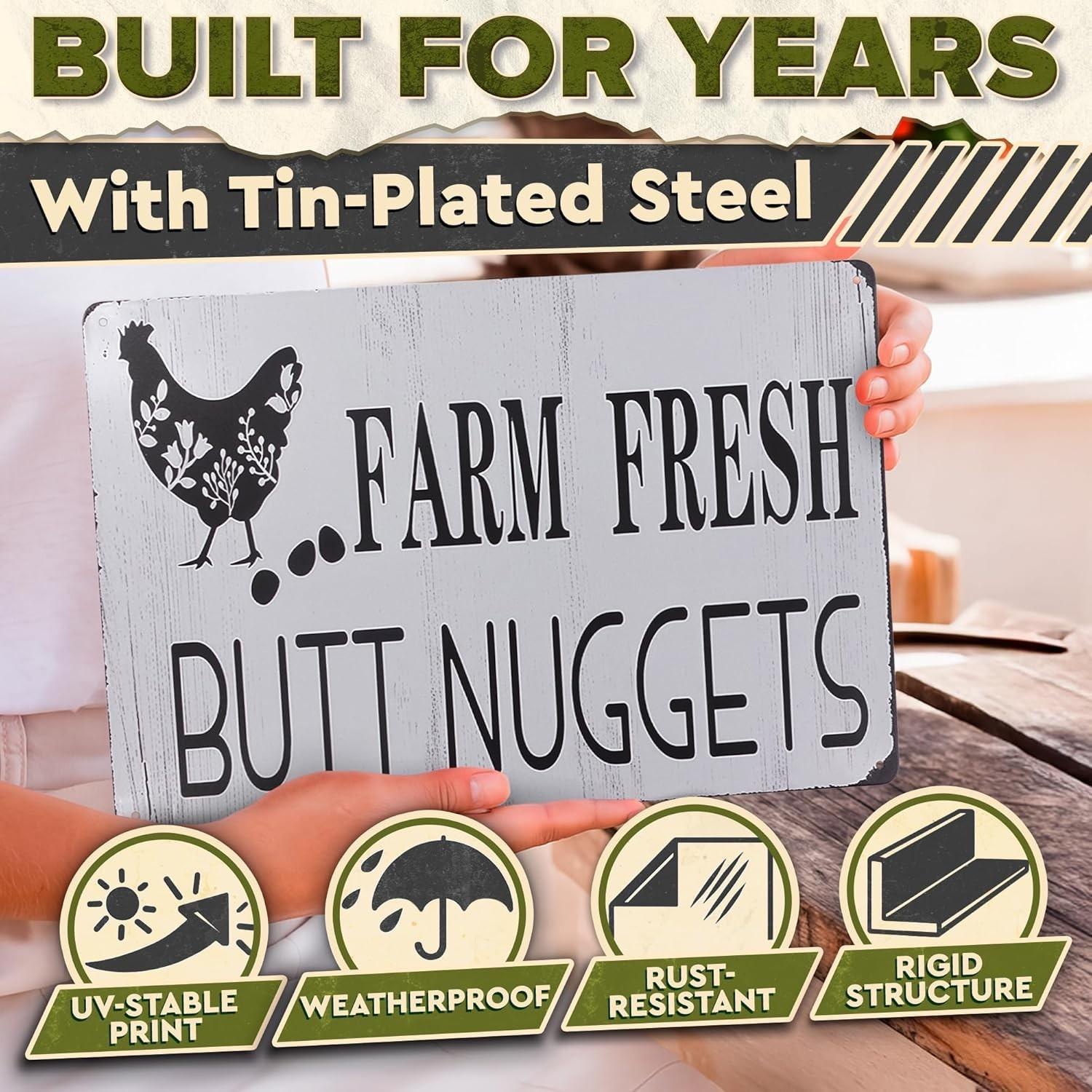 Metal Funny Chicken Coop Signs for Outside 8×12&Prime; – Rustic Tin Farm House Kitc…