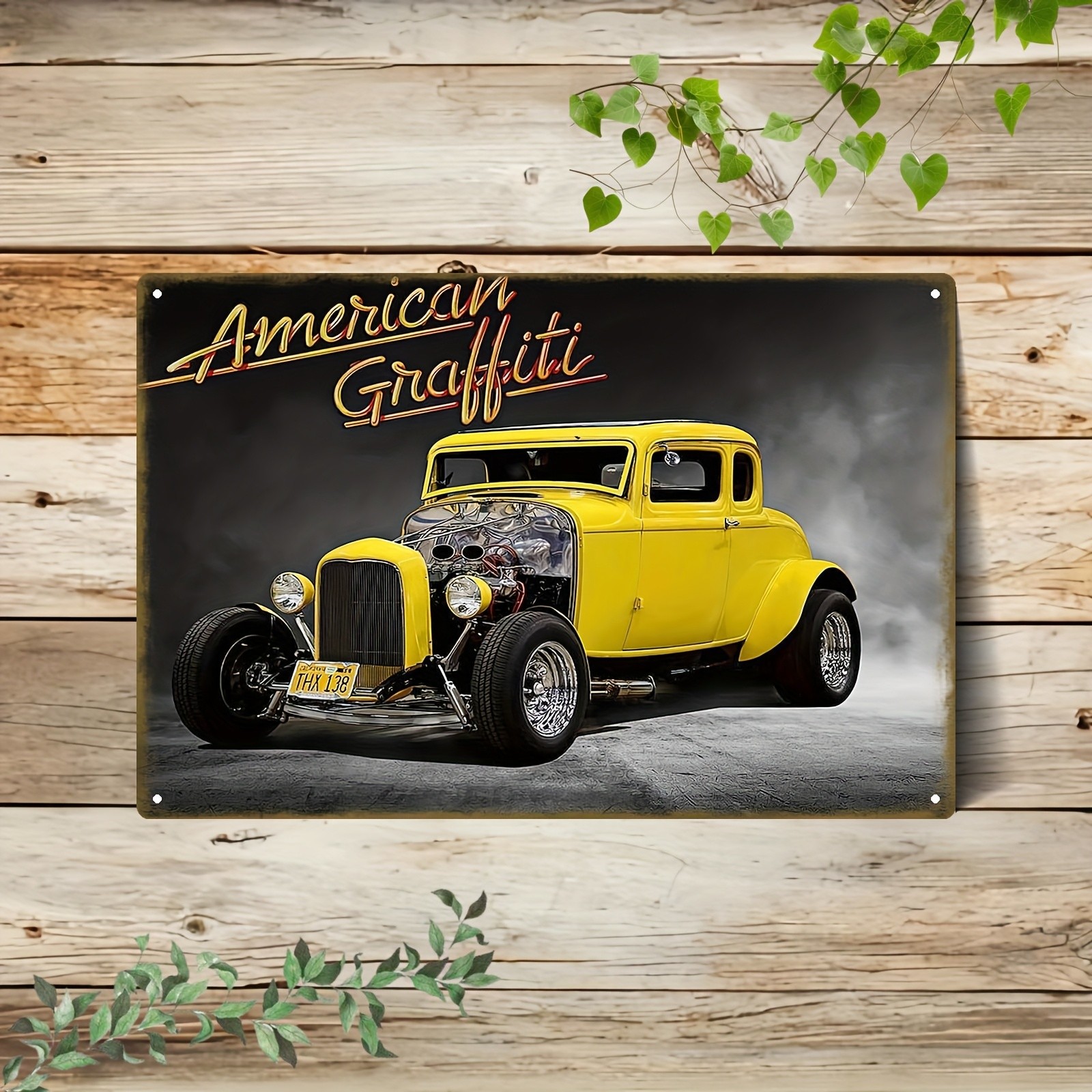 Graffiti Vintage Hot Rod Metal Sign Classic Car Garage Man Cave Wall Decor Gift