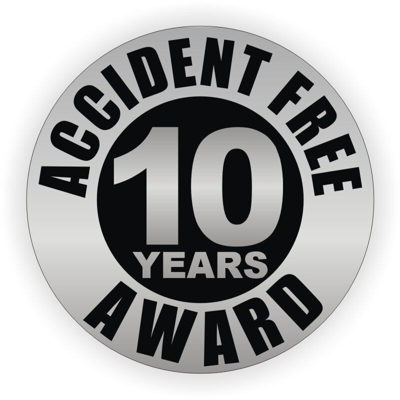 Accident Free 10 Years Sticker Decal
