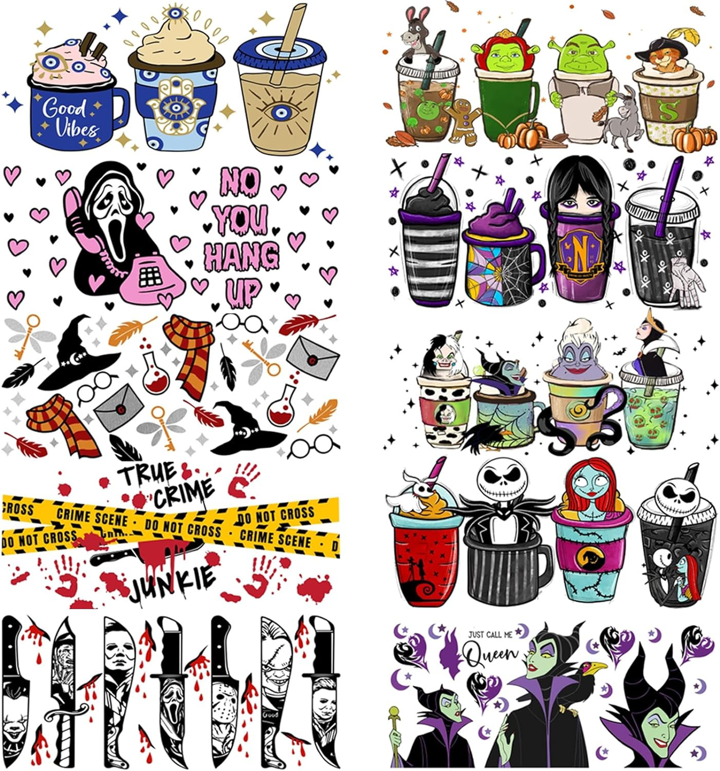 UV DTF Cup Wrap, Transfer Stickers for 16oz Glass Cups，UV DTF Cup Wrap Tr