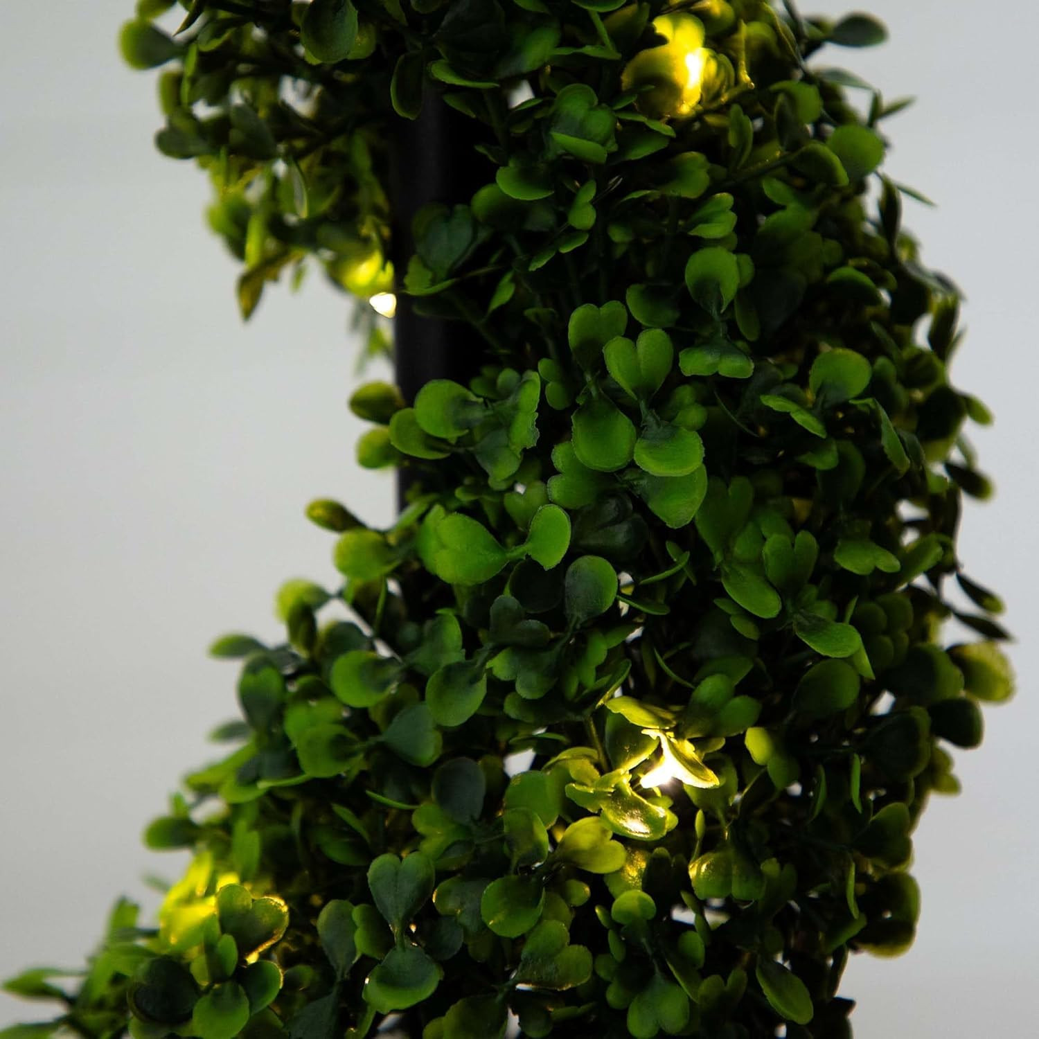 LED-Illuminated 45&Prime; UV Resistant Artificial Boxwood Spiral Topiary Tree