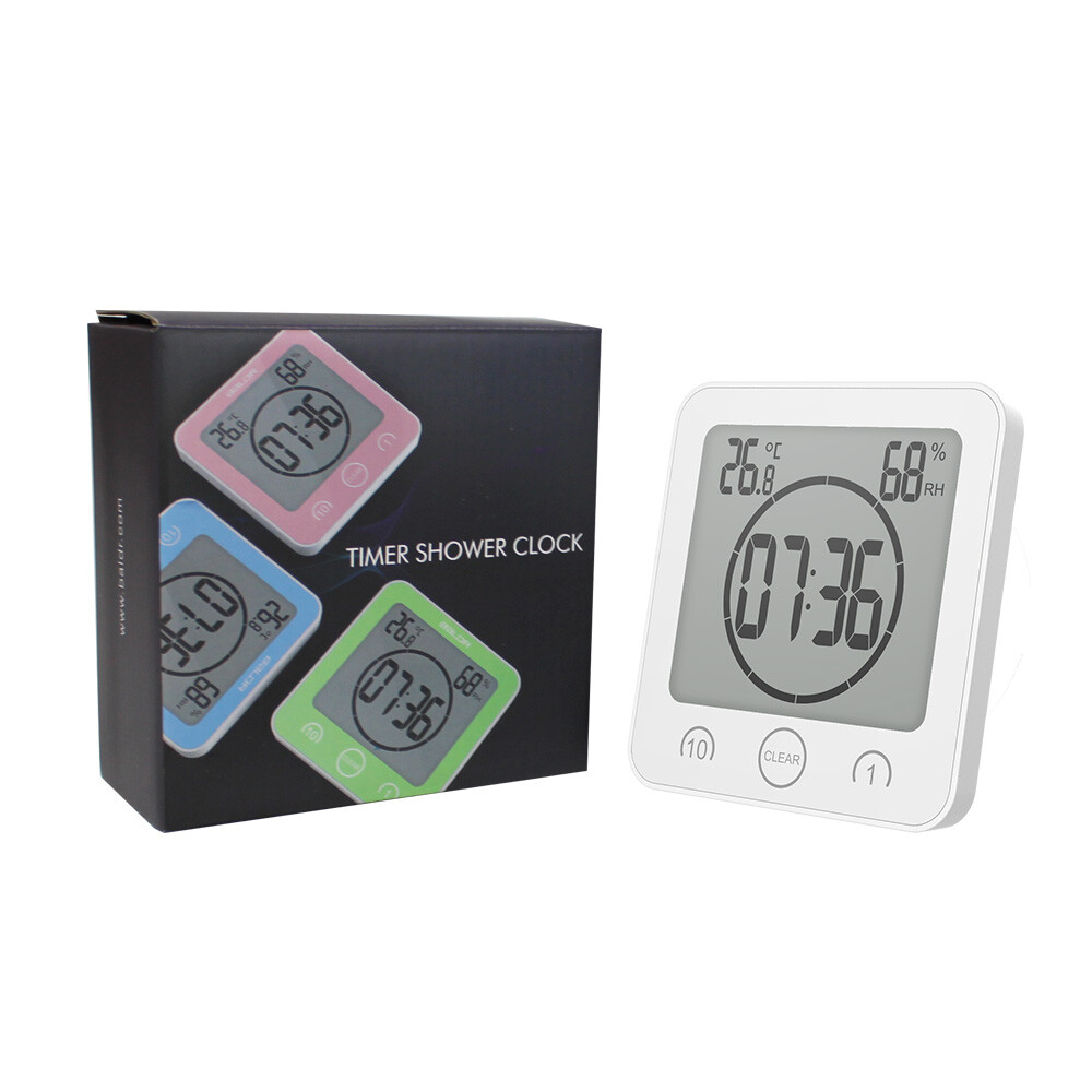 Baldr Waterproof LCD Shower Wall Clock Bathroom Kitchen Countdown Timer Alarm