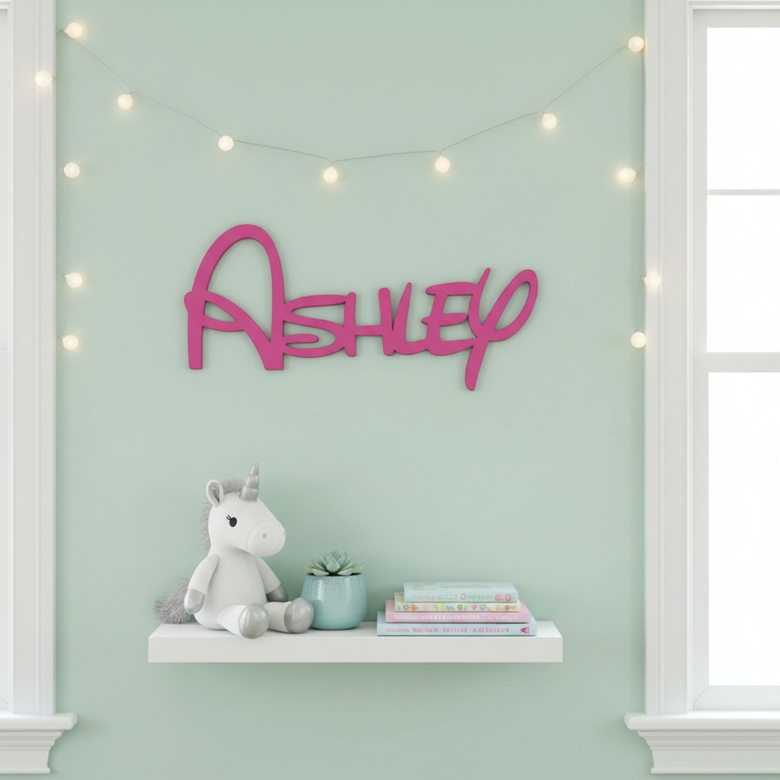 Personalized Disney-Style Name Sign – Custom Wooden Nursery Kids Room Wall Decor