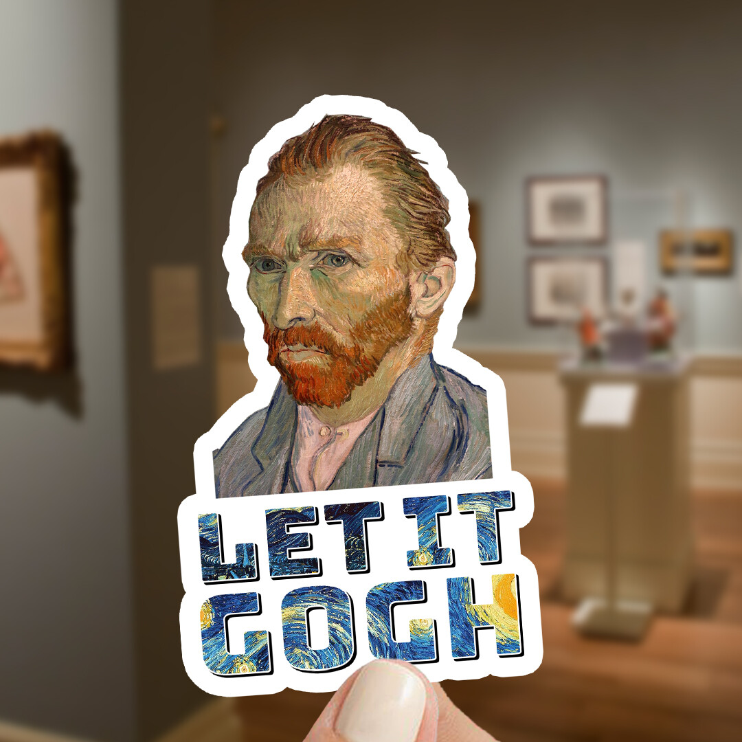 Funny « Let it Gogh » Vincent van Gogh Vinyl Sticker: Laptop, Water Bottle Decal