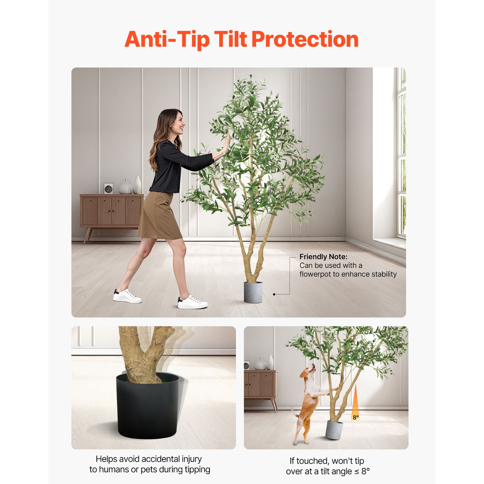 Uimoso 6FT Artificial Olive Tree Tall Fake Plant with Black Pot Home Office
