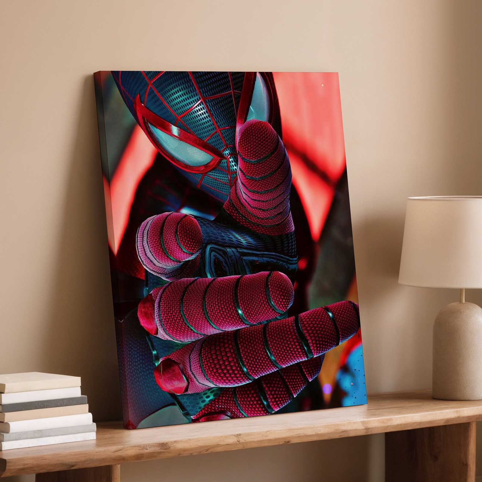 Modern Spider Man Black And Red Suit Action Canvas Wall Art For Kids Room Home