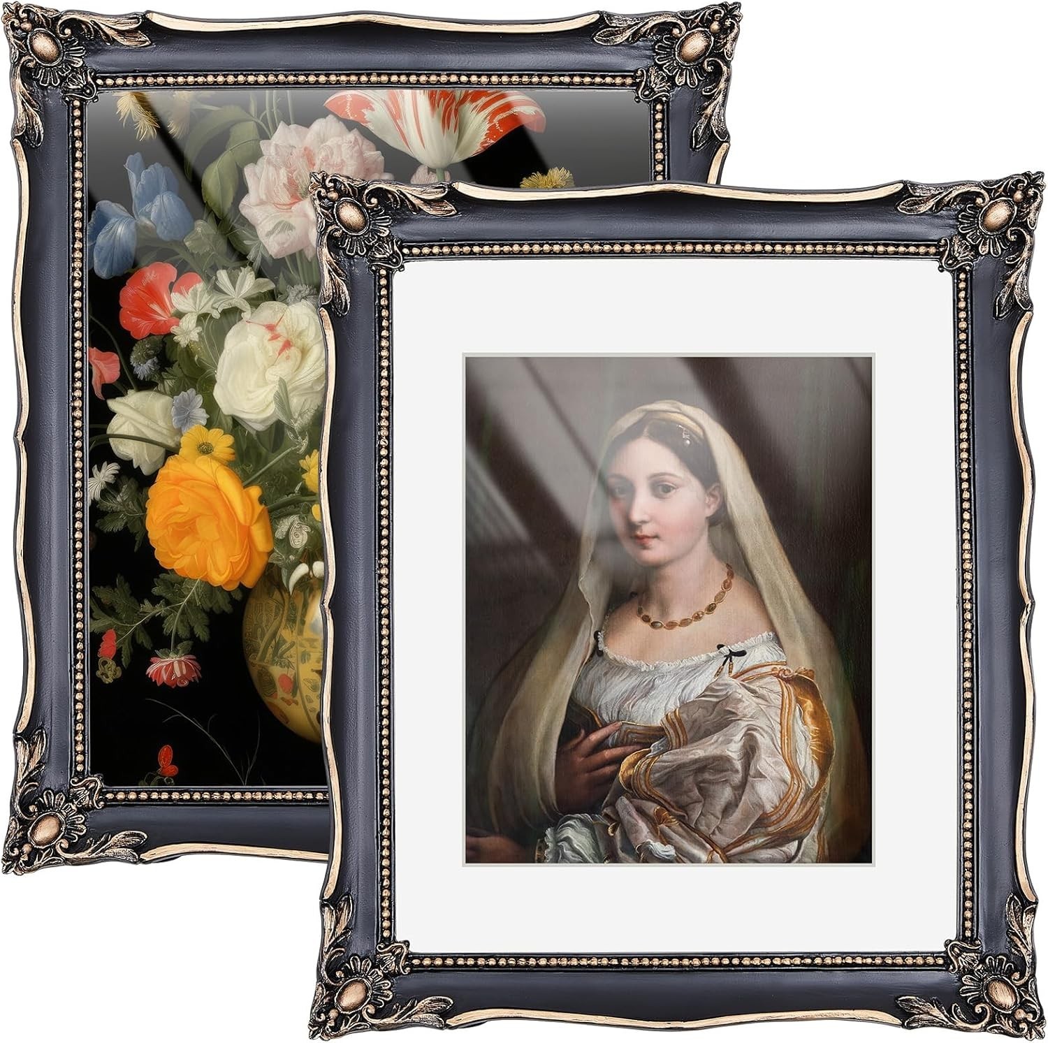 2 Pcs Black 11×14 Vintage Frame Vintage Ornate Picture Frames for 11×14 or 8x…