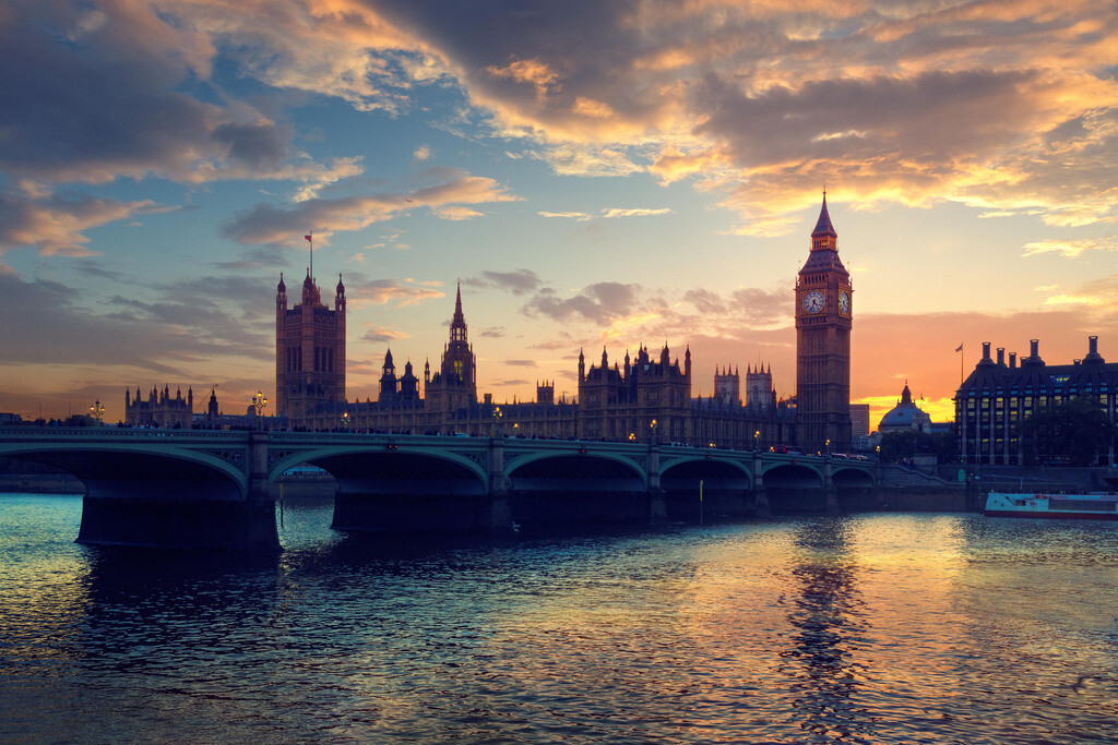 London Skyline with Big Ben Westminster Bridge Photo Art Print Poster 18×12