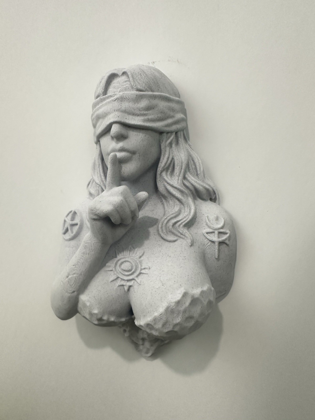 Mystical Blindfolded Oracle Wall Sculpture Gothic Occult Decor Woman Wall Art 9”