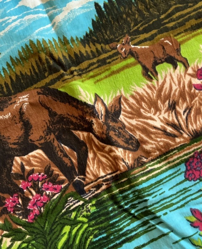 Large Vintage Outdoor Deer in Forest Tapestry – Wildlife Nature Retro 1970s