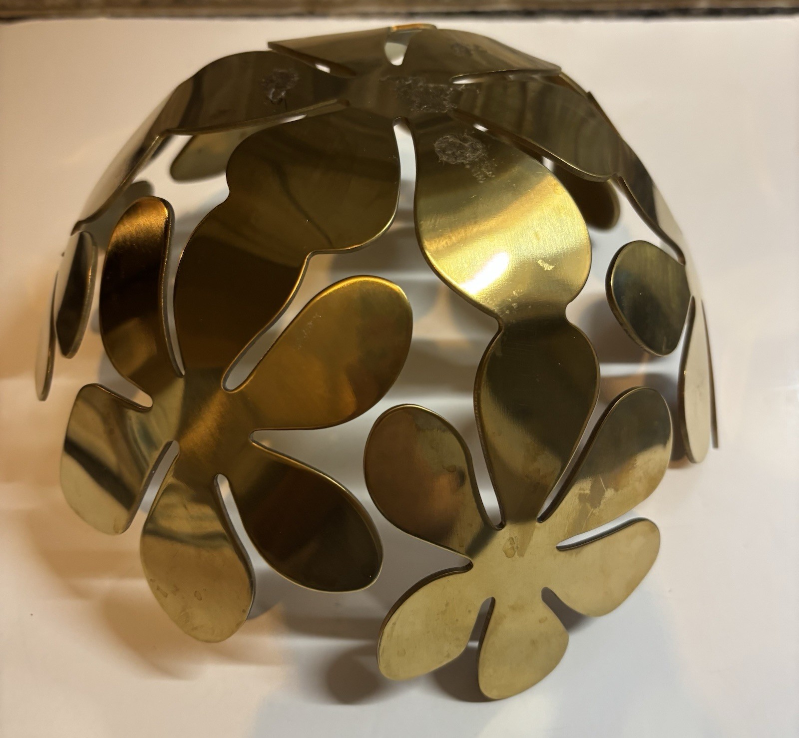 Ikea Stockholm Gold Metal Flower Bowl 8&Prime; 1999 Vintage