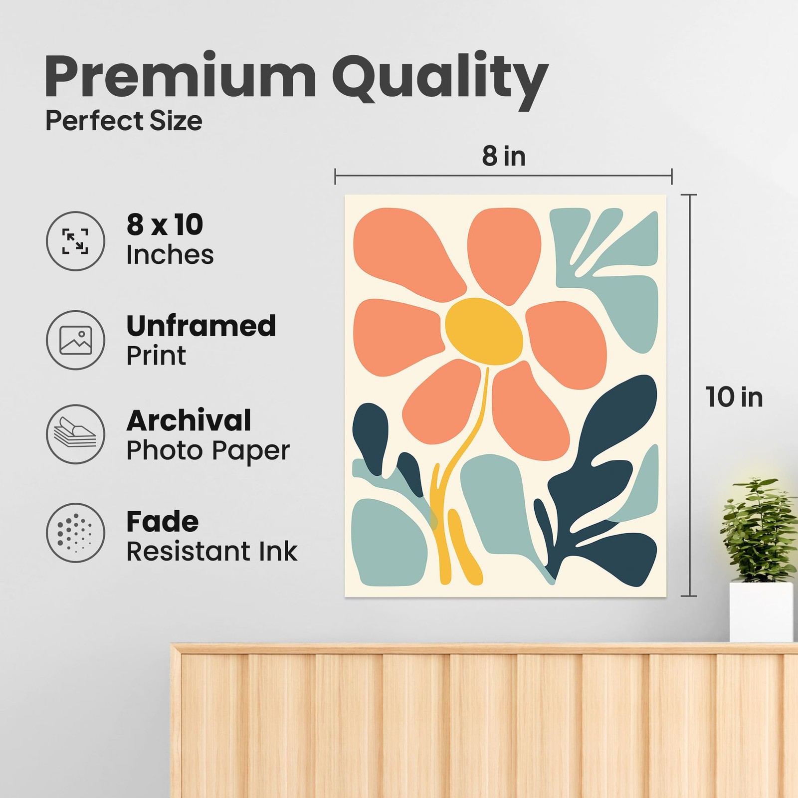 Botanical Peach Folklore Daisy Folklore Floral 8×10 Floral Print Wall Art Poster