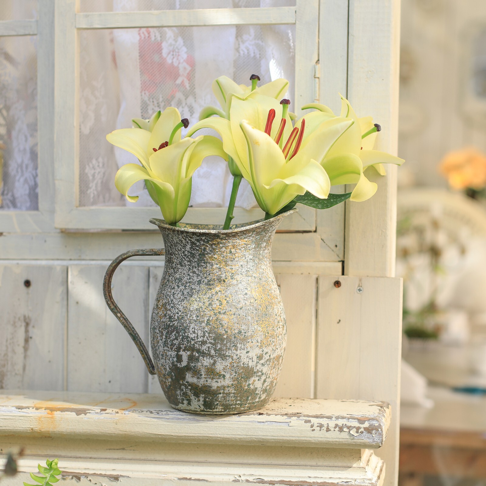 Rustic Pitcher Vase for Kitchen Bathroom Porch Tabletop Party Decoration