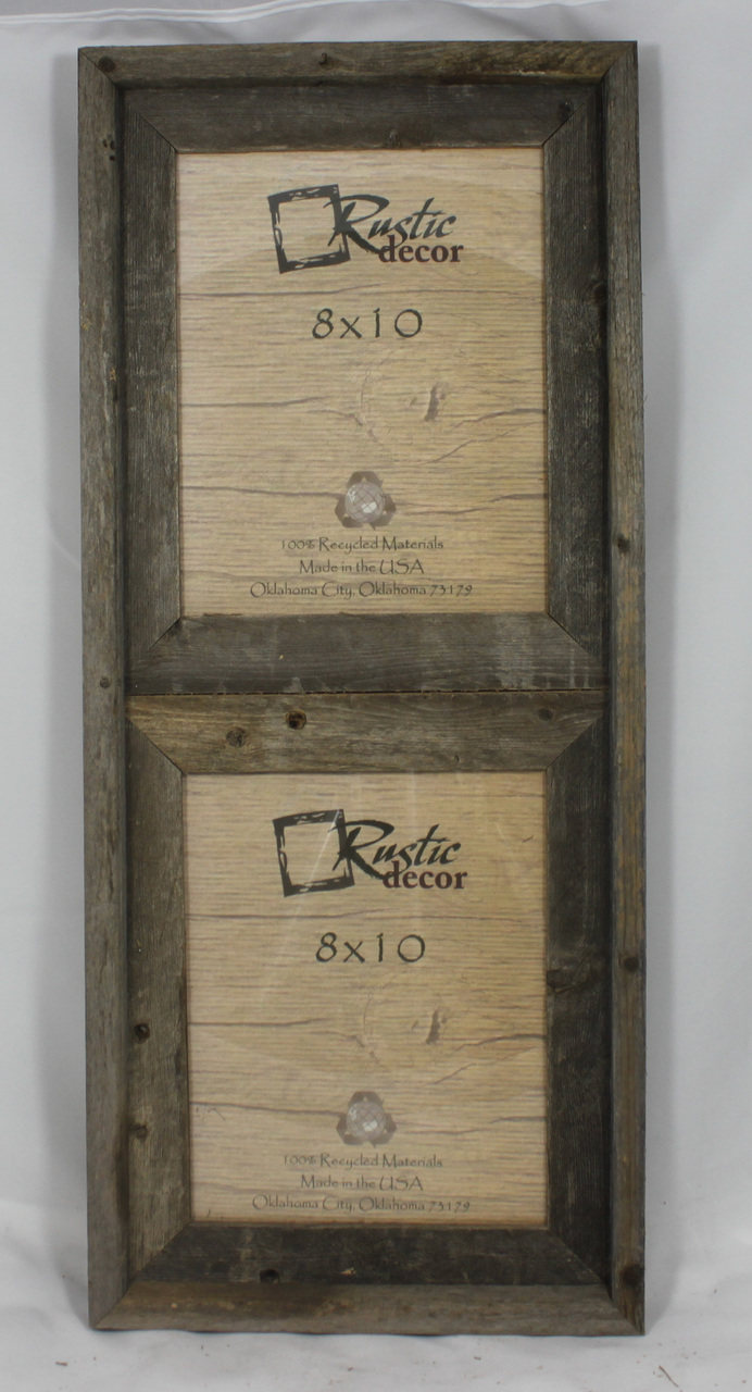 8×10-2.5&Prime; Wide Reclaimed Rustic Barn Wood Vertical Collage Frame Holds 2 Photos