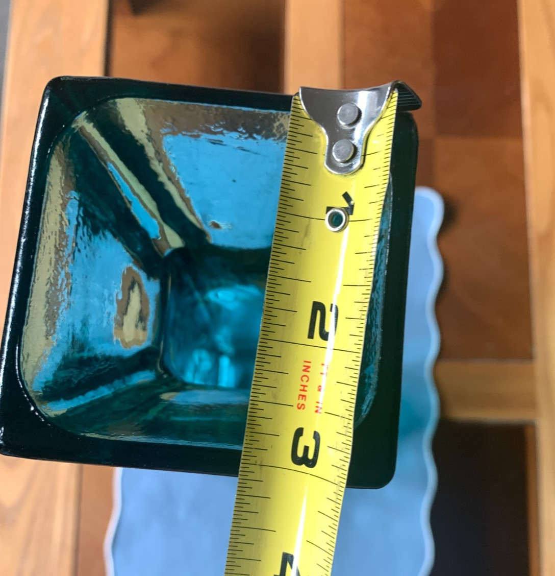 Teal Blue Floor Vase 21-inch-Tall Square Pyramidal Flower Vase – weighs 10 lbs.