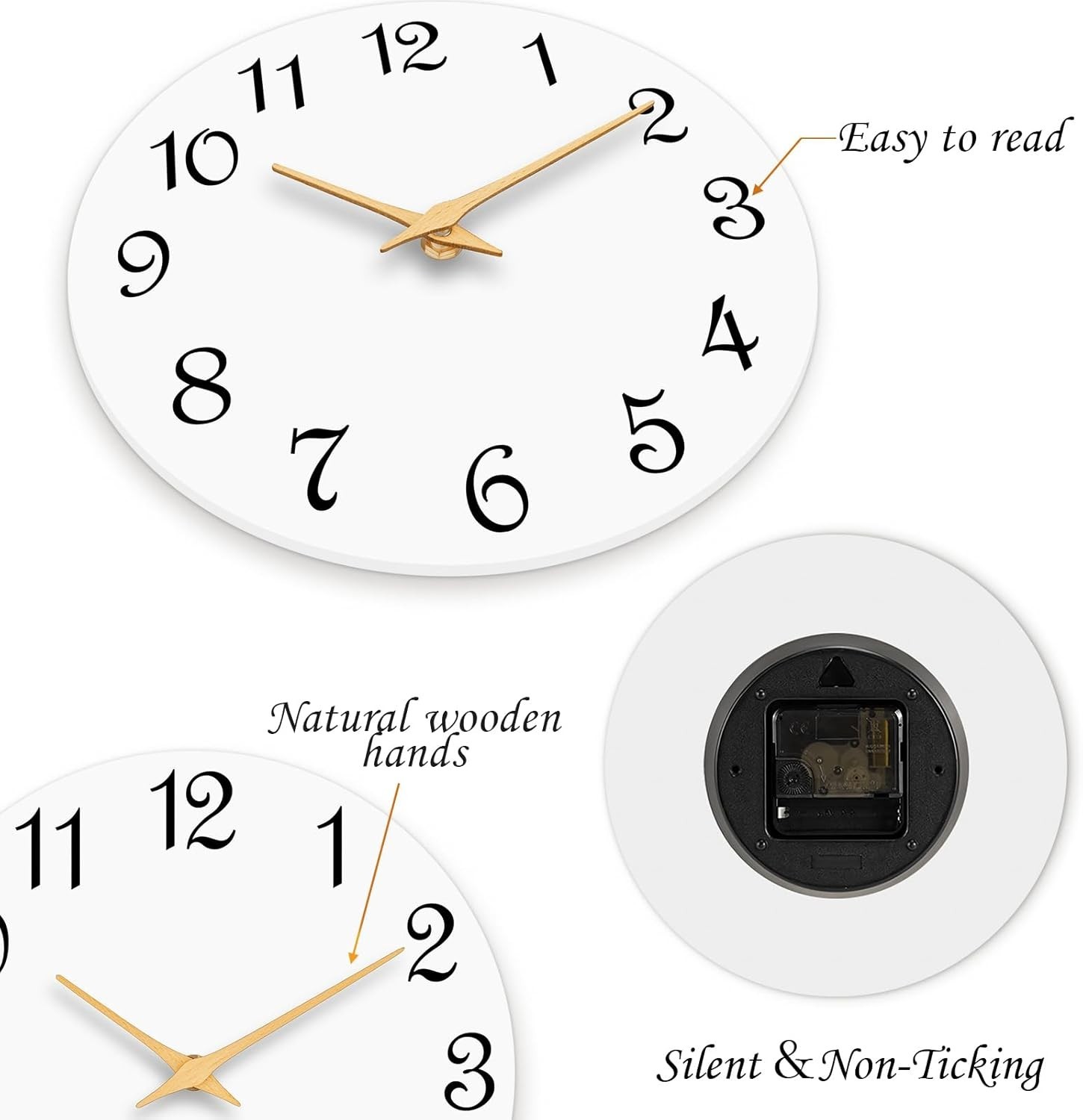 8-Inch Round Silent Clock – Modern Design for Living, Kitchen & Office Spaces