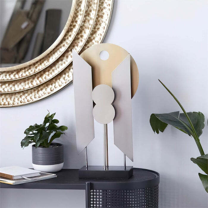 Abstract Gold Gray & Black Decorative Sculpture in Matte Finish