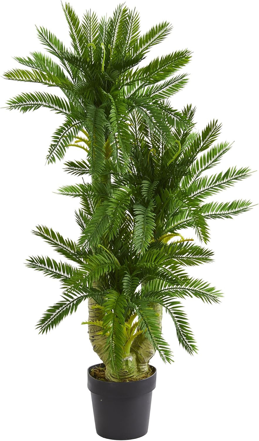 Lifelike Triple Potted Cycas Silk Plants for Home Decor, Green
