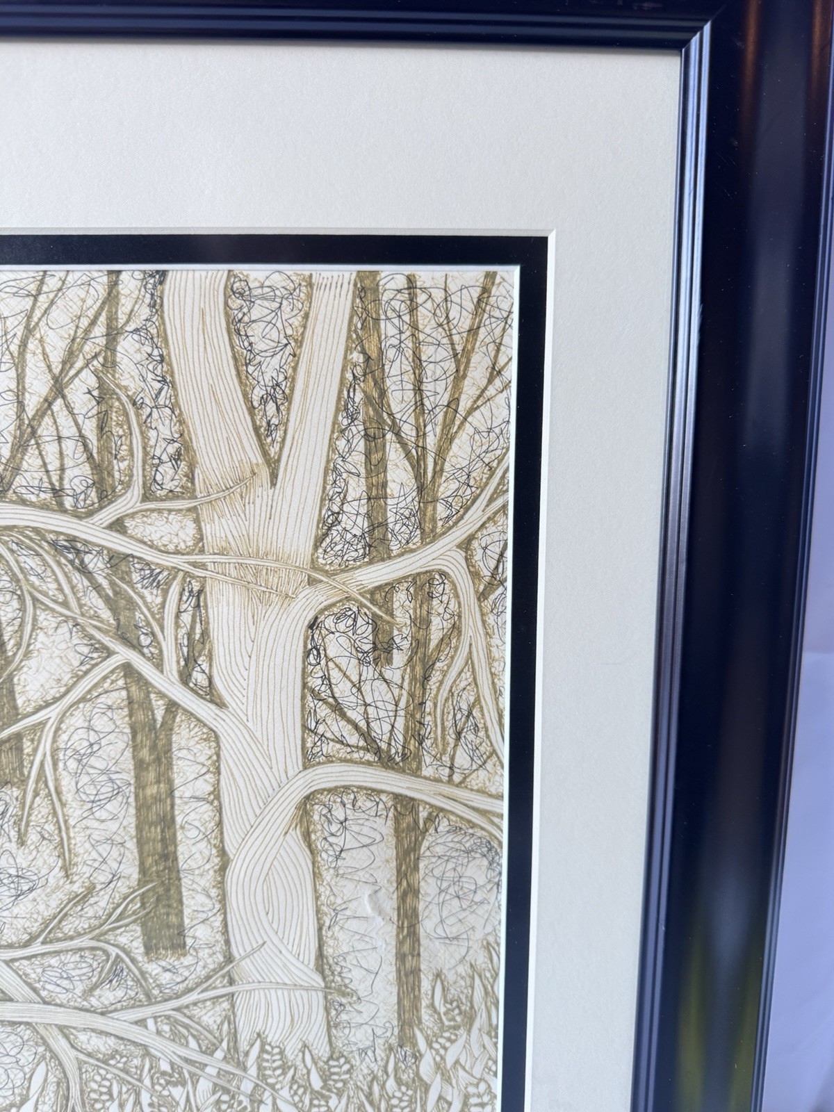 Framed Tree Forest Art Wall Decor Neutral Tones 22×19 Large Modern Print