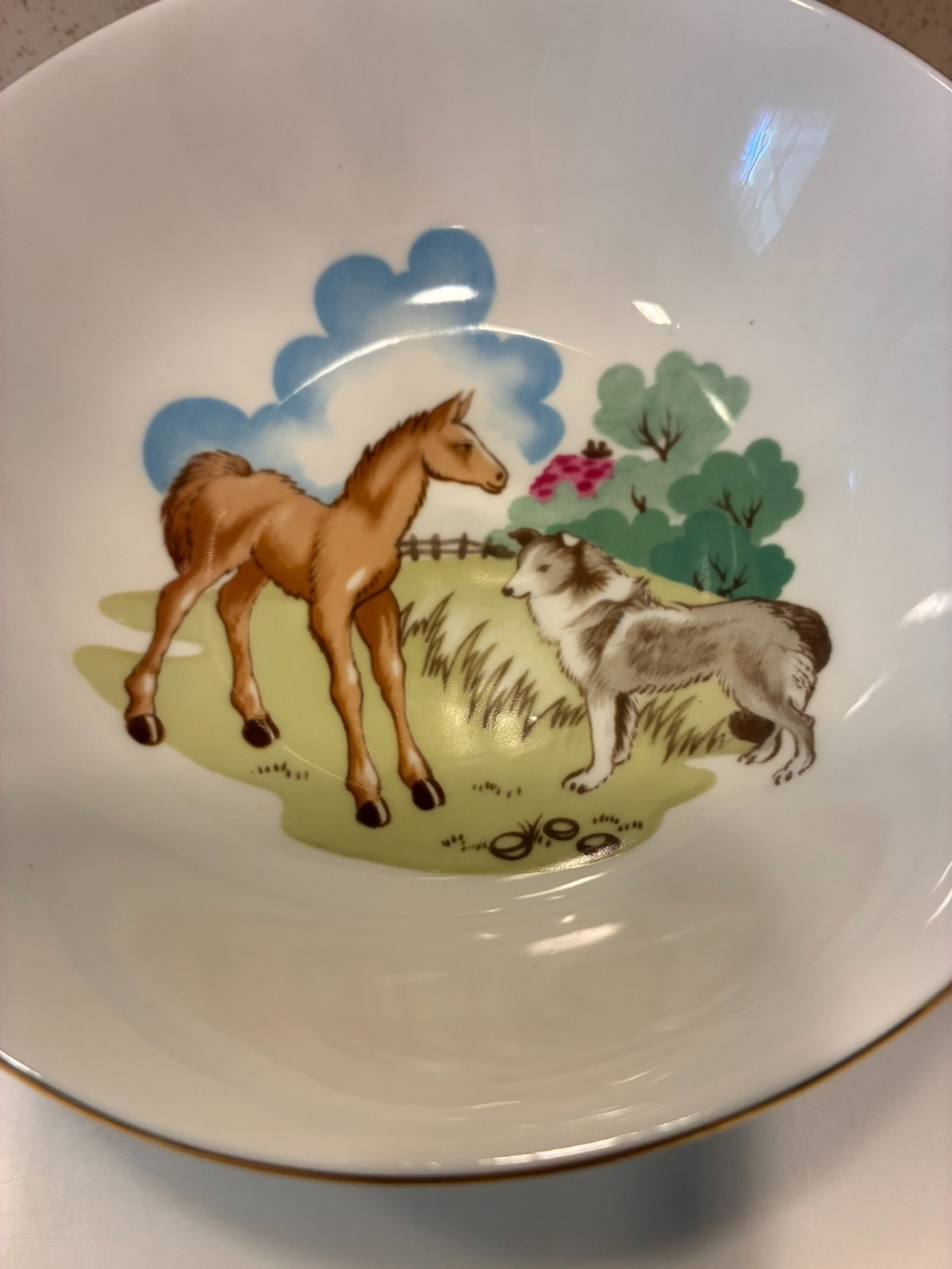 SPODE Child&rsquo;s Bone China Farm Animals Mug & Bowl England