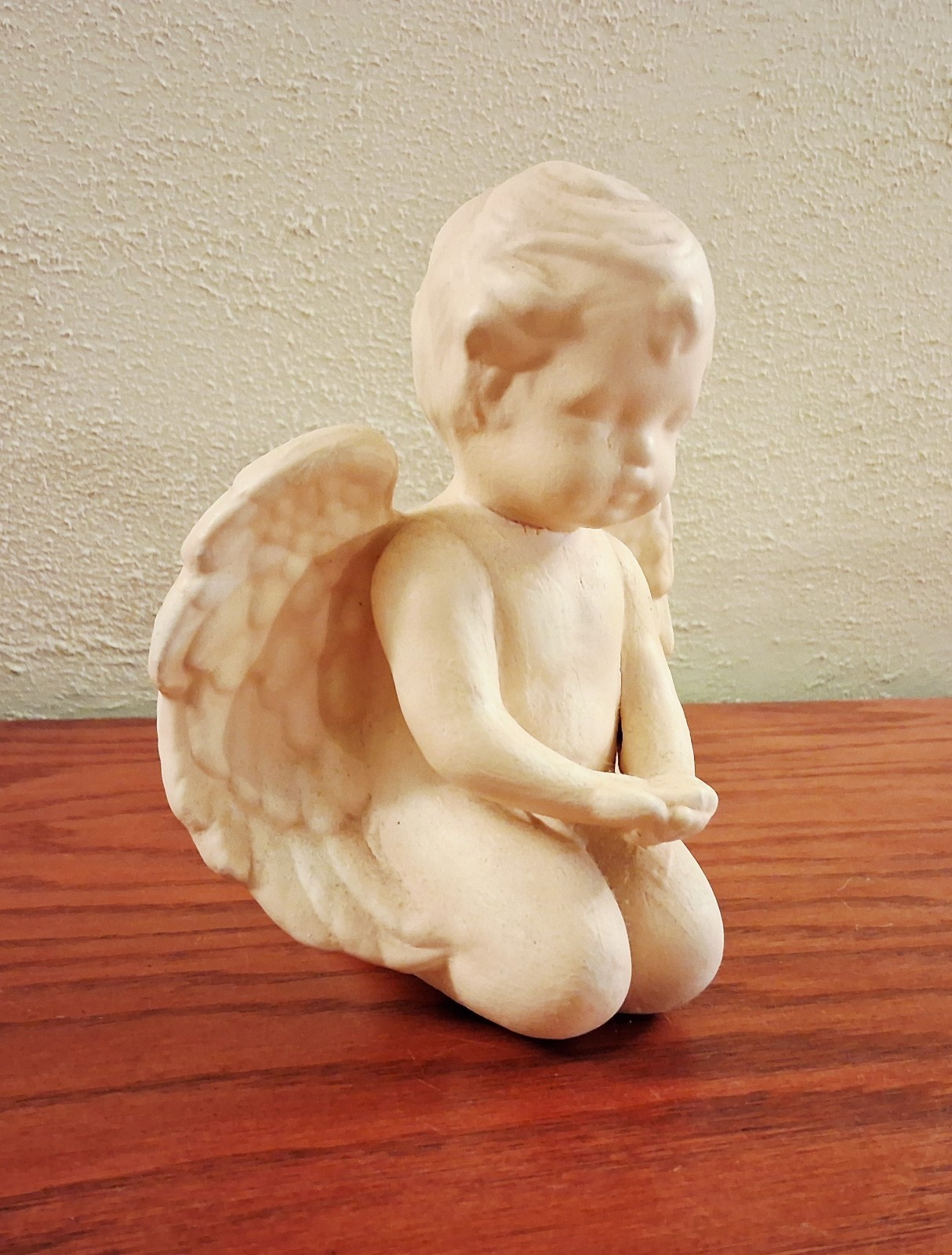 Angel Cherub Figurine Praying Ceramic Handcrafted 6.75 in Vintage