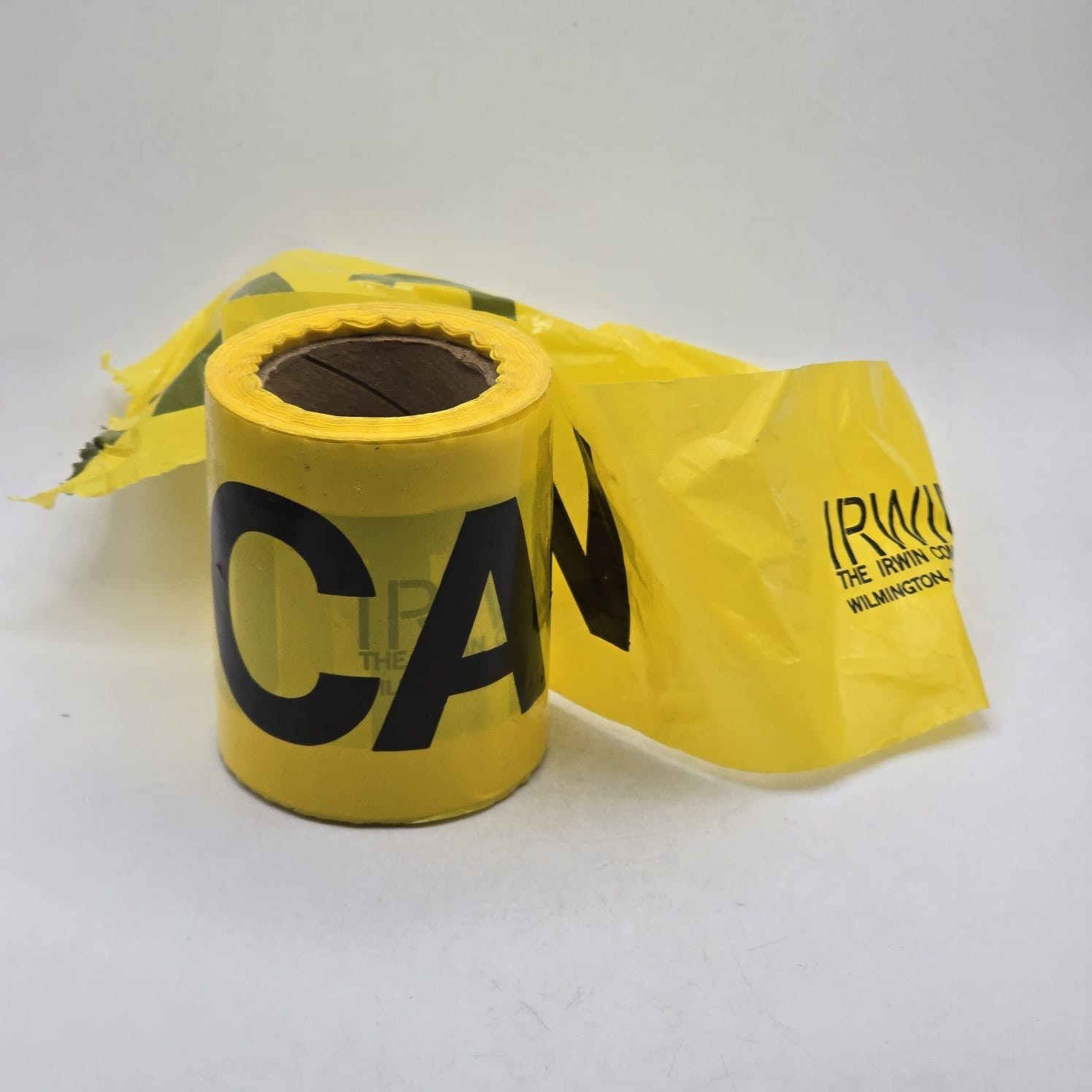 Caution Tape 3&Prime;W Half Used Unknown Length Halloween Decoration Plastic Vintage