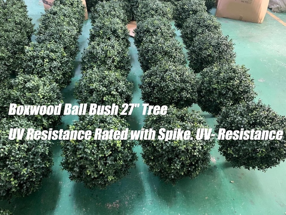 kyesyes Artificial Boxwood Ball Bush 27&Prime; Tree UV Resistance Rated with Spike. Ea