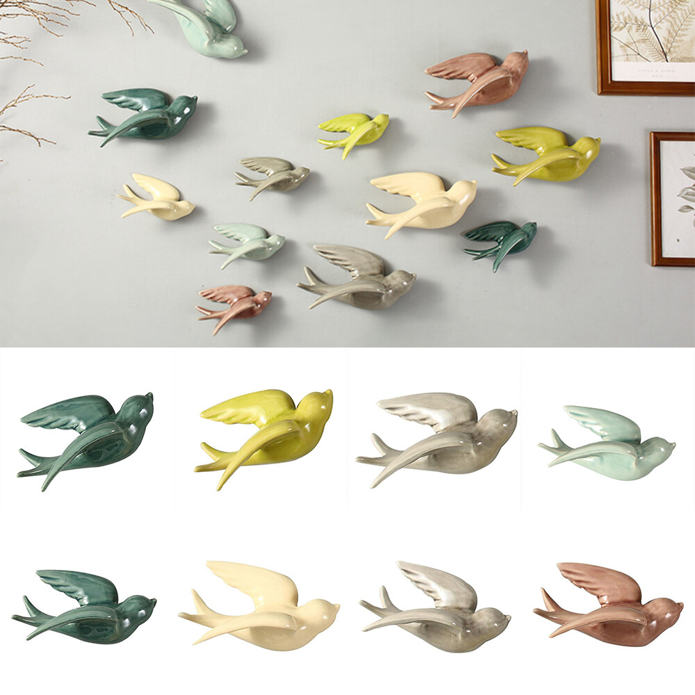1PCS Ceramic Wall Hanging Birds Simulation Swallows Decor Flying Bird Ornament