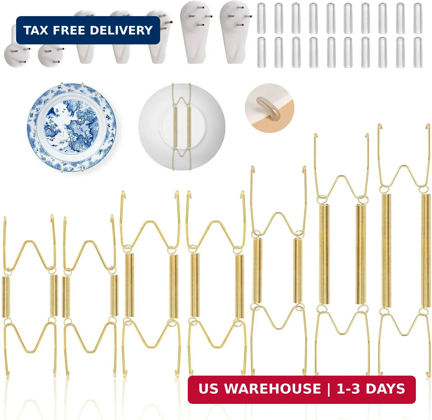 7 pcs Plate Hangers for The Wall, 4/6/8/10/12 Inch Invisible Decorative Wall Pla
